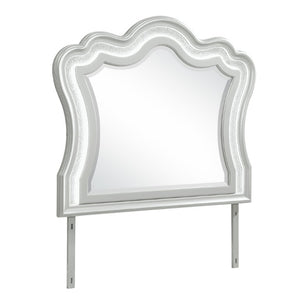 English Elm Aurelia King Bedroom Set Glam Silver Finish with LED Lighting and Glitter Headboard B201S00520