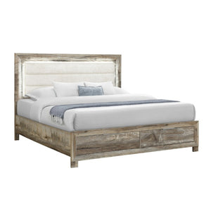 English Elm Cllisie Upholstered Full Bed with Padded Panel Headboard in Warm Brown Wood Frame B201S00522