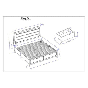 English Elm Callisie King Platform Bed Padded Panel Headboard Warm Brown Wood Bedroom Frame B201S00524