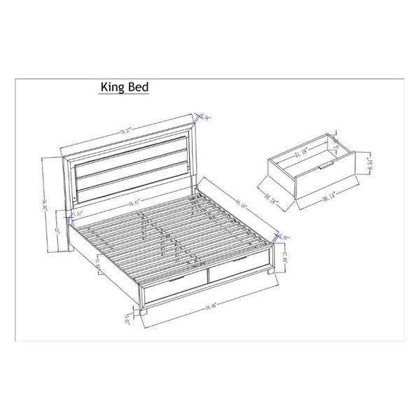 English Elm Callisie King Platform Bed Padded Panel Headboard Warm Brown Wood Bedroom Frame B201S00524