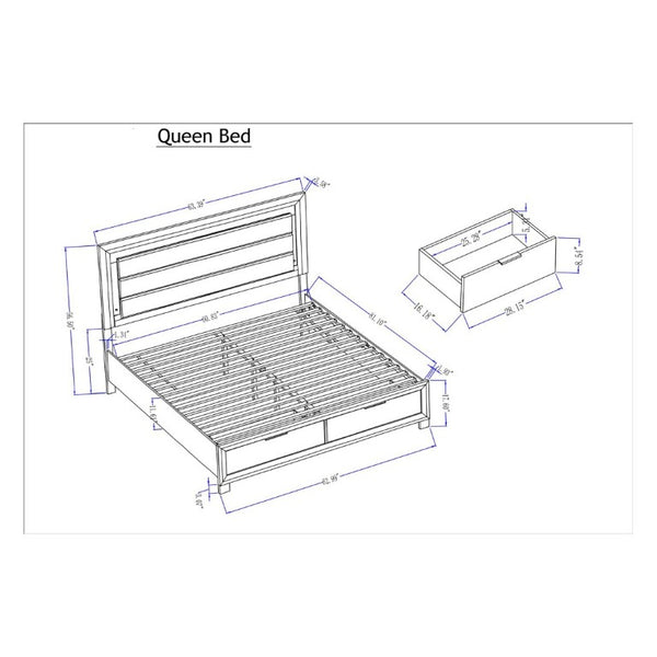 English Elm Cllisie Upholstered Panel Queen Bed Warm Brown Wood Frame for Modern Bedroom B201S00526