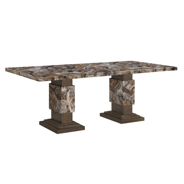 English Elm Stacey Rectangular Faux Marble Dining Table Seats Eight with Pedestal Base B201S00529