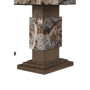 English Elm Stacey Rectangular Faux Marble Dining Table Seats Eight with Pedestal Base B201S00529
