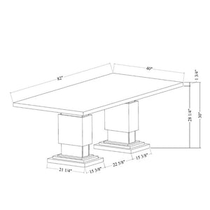 English Elm Stacey Rectangular Faux Marble Dining Table Seats Eight with Pedestal Base B201S00529