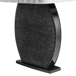 English Elm Fabric Faux Marble Rectangular Dining Table with Double Pedestal Base Seats Eight B201S00530