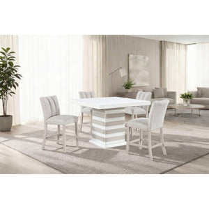 English Elm Donna Round Bar Table Faux Marble Top Pedestal Base Bistro Style Dining B201S00531