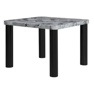 English Elm Faux Marble Square Dining Table Seating 4 with Sculptural Matte Black Block Legs B201S00534