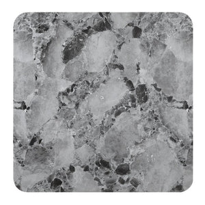 English Elm Faux Marble Square Dining Table Seating 4 with Sculptural Matte Black Block Legs B201S00534