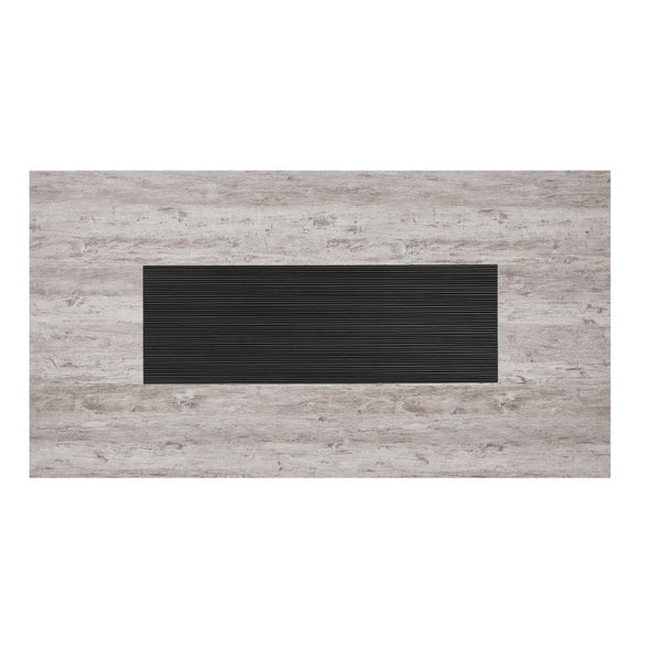 English Elm Dark Gray Washed Plank Dining Table with Storage Pedestal Base Seats Six B201S00535