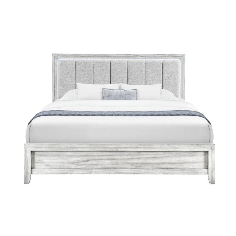 English Elm Eleanor Low Profile Full Bed with Integrated LED Channel Lighting Modern Frame B201S00541
