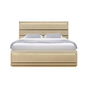 English Elm Gigi Gold Platform Full Bed Slatted Headboard with Ambient LED Frame Lighting B201S00547