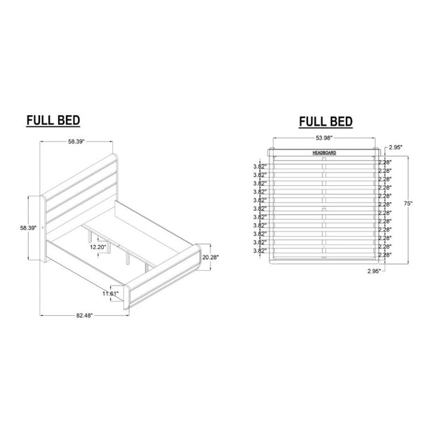 English Elm Gigi Gold Platform Full Bed Slatted Headboard with Ambient LED Frame Lighting B201S00547