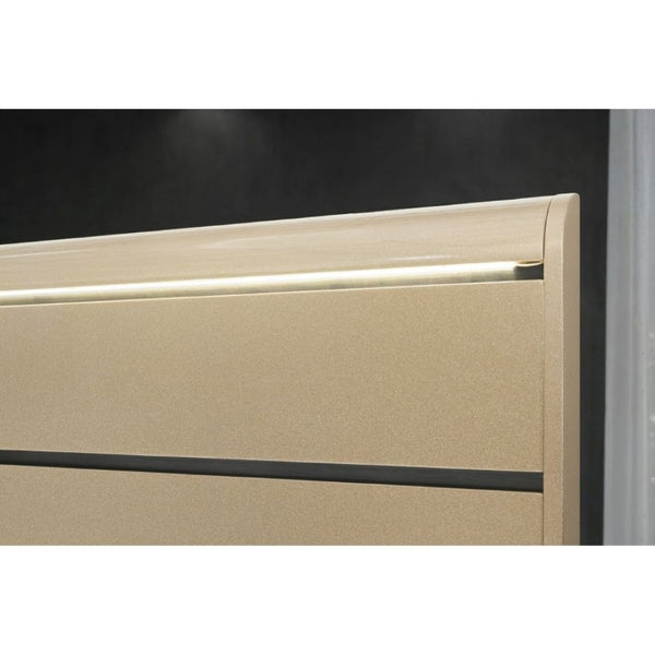 English Elm Gigi Gold Platform Full Bed Slatted Headboard with Ambient LED Frame Lighting B201S00547
