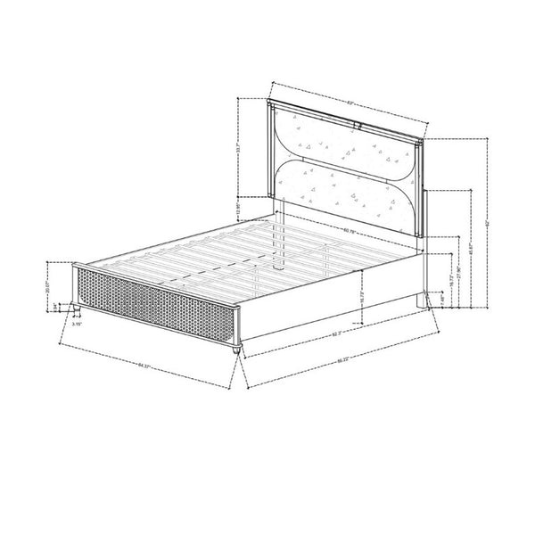 English Elm Louden Queen Bed Crushed Crystal Headboard with Built in LED Ambient Frame Lighting B201S00559