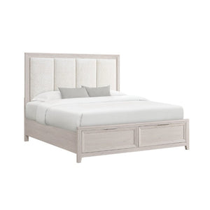 English Elm Melissa Upholstered Full Storage Bed Low Profile Padded Headboard Tapered Legs Beige B201S00561