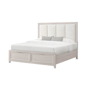 English Elm Melissa Upholstered Full Storage Bed Low Profile Padded Headboard Tapered Legs Beige B201S00561