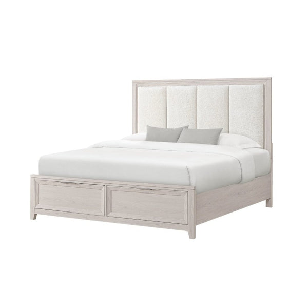 English Elm Melissa Upholstered Full Storage Bed Low Profile Padded Headboard Tapered Legs Beige B201S00561
