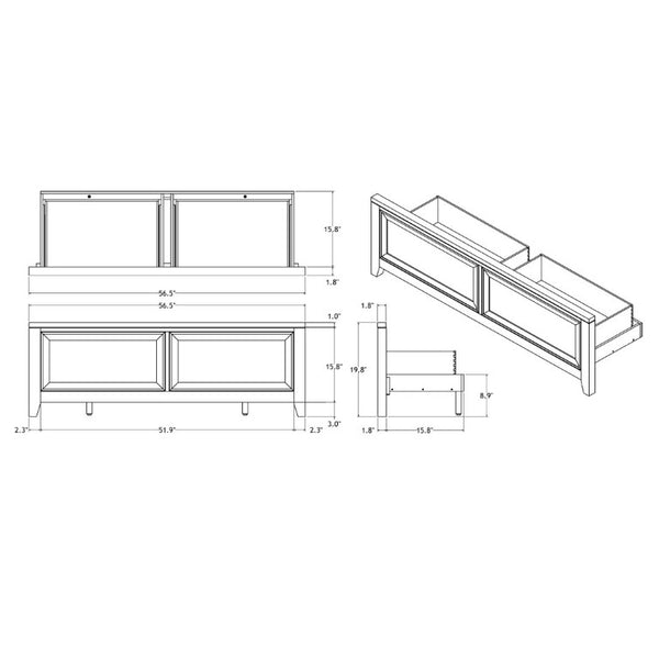 English Elm Melissa Upholstered Full Storage Bed Low Profile Padded Headboard Tapered Legs Beige B201S00561