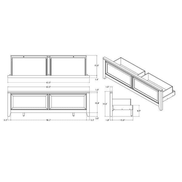 English Elm Melissa Queen Storage Bed Upholstered Platform Frame with Padded Headboard B201S00565