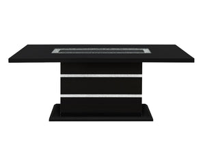 English Elm Ariya Glam Pedestal Dining Table with Glass Inset Acrylic Accents and Glitter Finish B201S00573