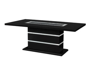 English Elm Ariya Glam Pedestal Dining Table with Glass Inset Acrylic Accents and Glitter Finish B201S00573
