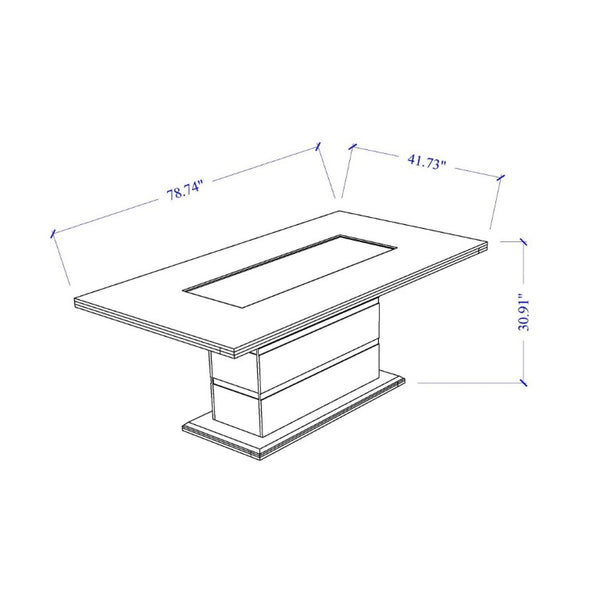 English Elm Ariya Glam Pedestal Dining Table with Glass Inset Acrylic Accents and Glitter Finish B201S00573