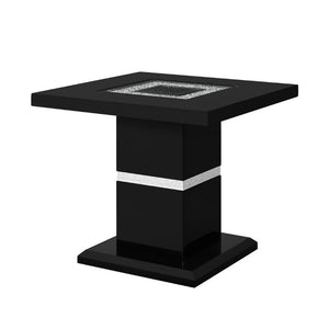 English Elm Ariya Gloss Black Lacquer End Table with Glass Inlay for Modern Living Spaces B201S00574