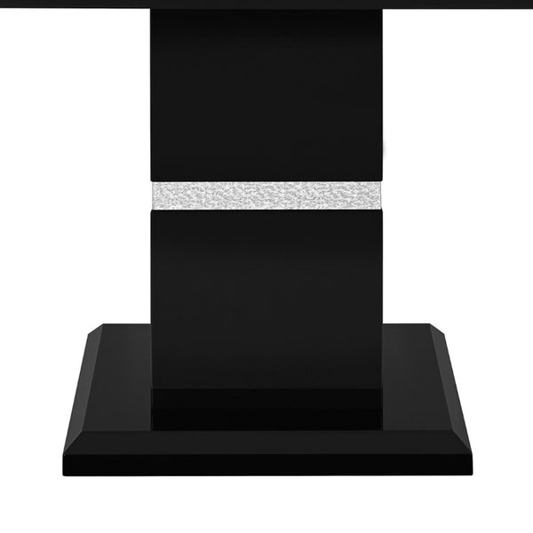 English Elm Ariya Gloss Black Lacquer End Table with Glass Inlay for Modern Living Spaces B201S00574