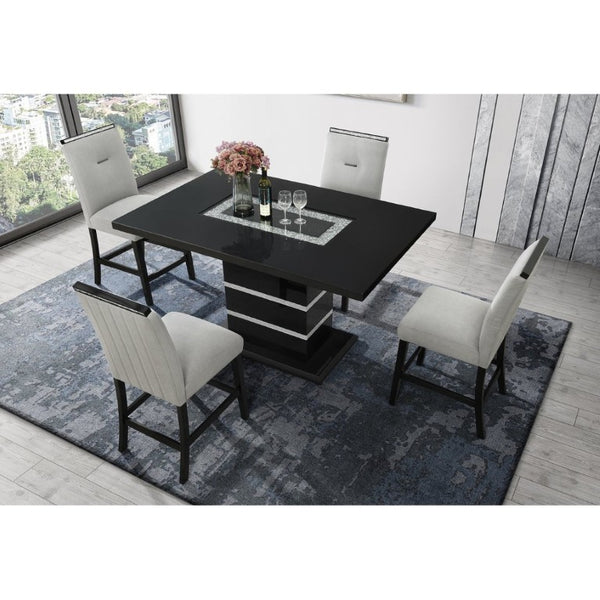 English Elm Ariya Glam Pedestal Bar Table High Gloss Acrylic Glitter Top for Bold Loft Dining B201S00575