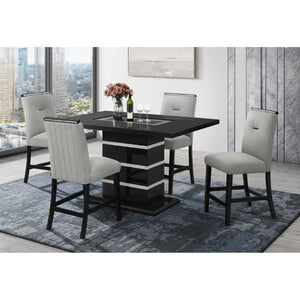 English Elm Ariya Glam Pedestal Bar Table High Gloss Acrylic Glitter Top for Bold Loft Dining B201S00575