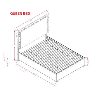 English Elm Nomani Queen Platform Bed Faux Marble Headboard Integrated LED Gray Lacquer Frame B201S00578