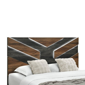 English Elm Prime Wood Full Bed with LED Headboard Low Profile Contemporary Bedroom Frame B201S00582