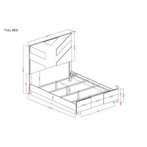 English Elm Prime Wood Full Bed with LED Headboard Low Profile Contemporary Bedroom Frame B201S00582