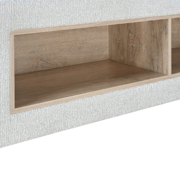 English Elm Sacha King Platform Bed with LED Bookcase Headboard and Built-In Storage Rails B201S00588
