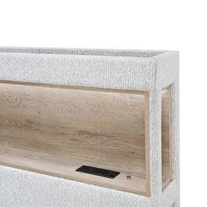 English Elm Sacha King Platform Bed with LED Bookcase Headboard and Built-In Storage Rails B201S00588