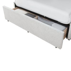 English Elm Sacha King Platform Bed with LED Bookcase Headboard and Built-In Storage Rails B201S00588