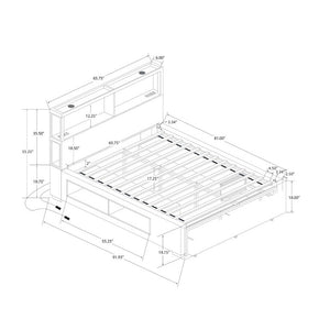 English Elm Sacha Queen Storage Bed with LED Bookcase Headboard for Modern Bedroom Decor B201S00589