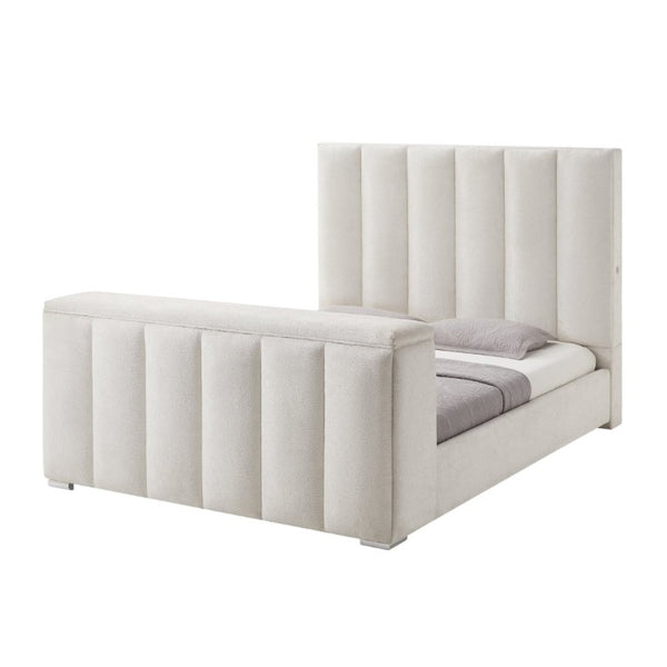 English Elm Sacha King Platform Bed with TV Lift Fireplace Speakers and Upholstered Headboard B201S00590