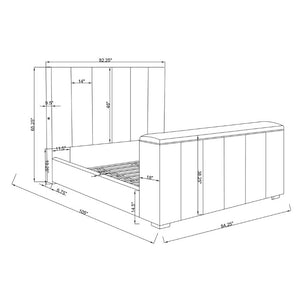 English Elm Sacha King Platform Bed with TV Lift Fireplace Speakers and Upholstered Headboard B201S00590