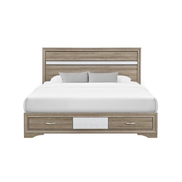 English Elm Ryder Low Profile Full Bed with Panel Headboard and Two Drawer Footboard Storage B201S00592