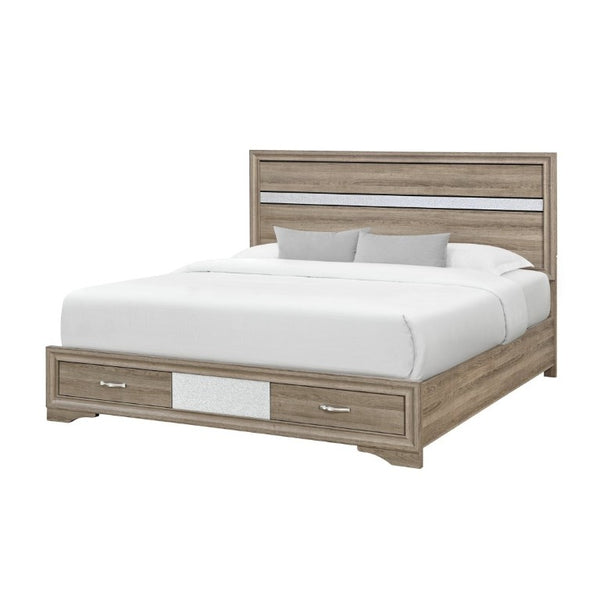English Elm Ryder Low Profile Full Bed with Panel Headboard and Two Drawer Footboard Storage B201S00592