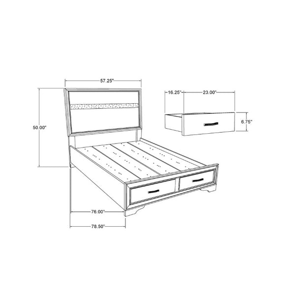 English Elm Ryder Low Profile Full Bed with Panel Headboard and Two Drawer Footboard Storage B201S00592