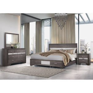 English Elm Ryder Contemporary Full Bedroom Set with Panel Bed Glitter Accents and Grey Finish B201S00596