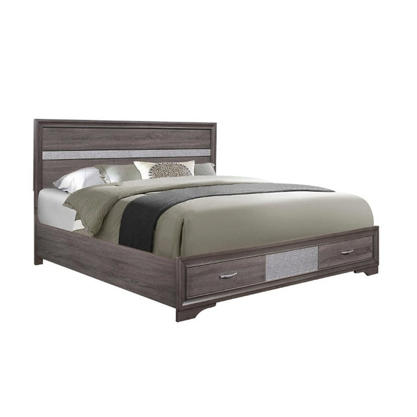 English Elm Ryder Contemporary Full Bedroom Set with Panel Bed Glitter Accents and Grey Finish B201S00596