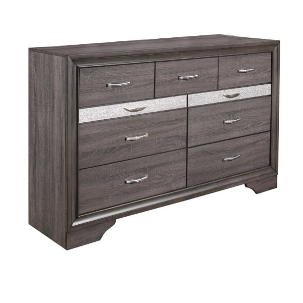English Elm Ryder Contemporary Full Bedroom Set with Panel Bed Glitter Accents and Grey Finish B201S00596