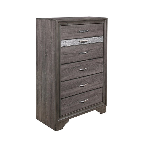 English Elm Ryder Contemporary Full Bedroom Set with Panel Bed Glitter Accents and Grey Finish B201S00596