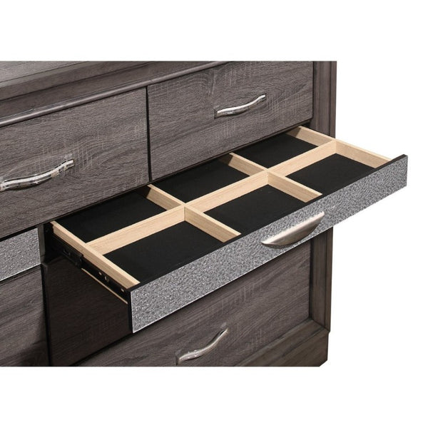 English Elm Ryder Contemporary Full Bedroom Set with Panel Bed Glitter Accents and Grey Finish B201S00596