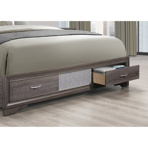 English Elm Ryder Contemporary Full Bedroom Set with Panel Bed Glitter Accents and Grey Finish B201S00596