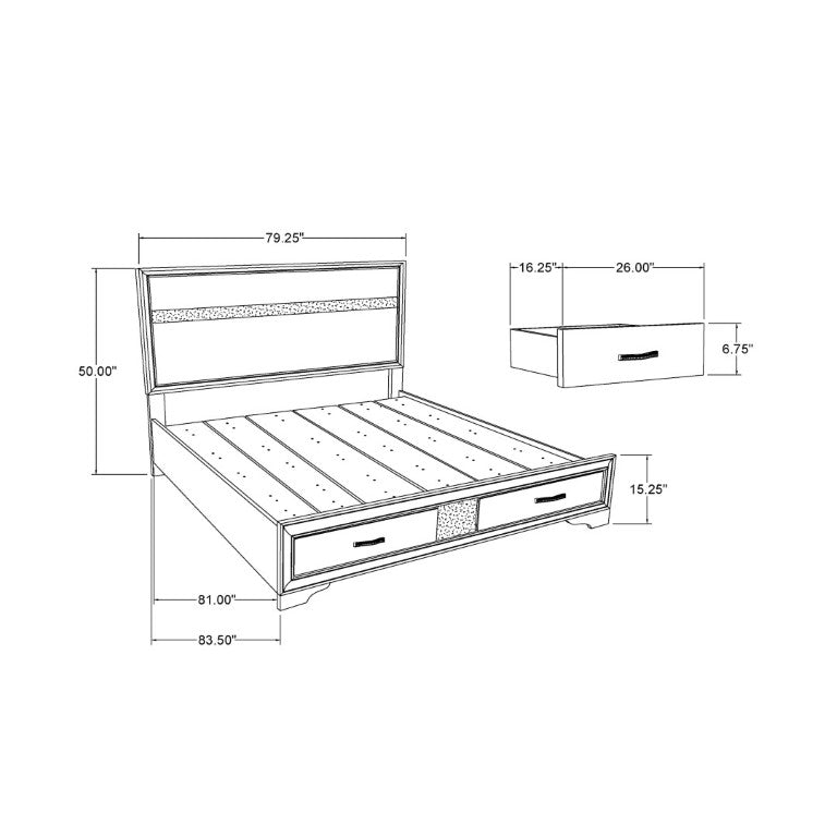 English Elm Ryder Natural Glam Five Piece King Bedroom Set with Low Profile Panel Bed Storage B201S00597
