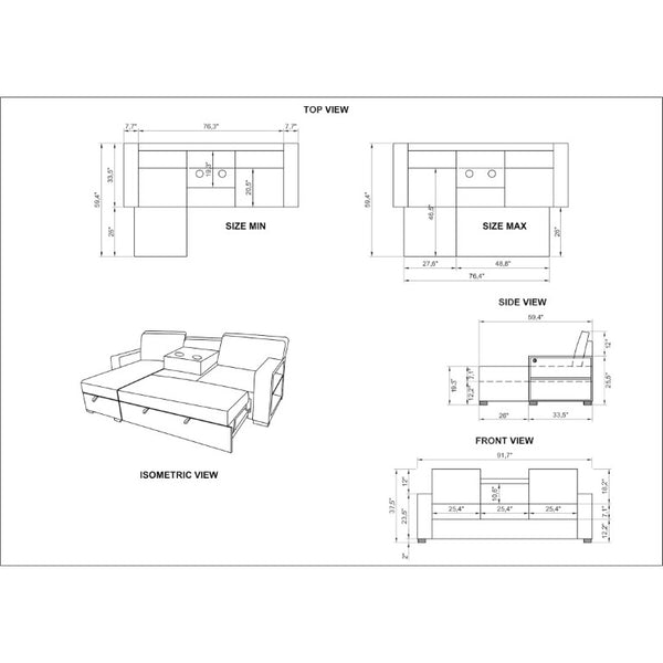 English Elm Terrence Sleeper Sofa with Pull Out Bed Polyester Upholstery for Modern Living Rooms B201S00601